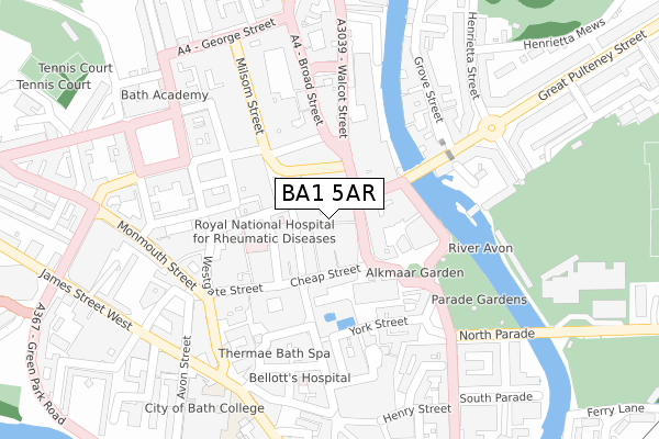 BA1 5AR map - large scale - OS Open Zoomstack (Ordnance Survey)