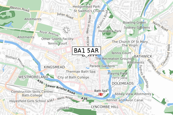 BA1 5AR map - small scale - OS Open Zoomstack (Ordnance Survey)