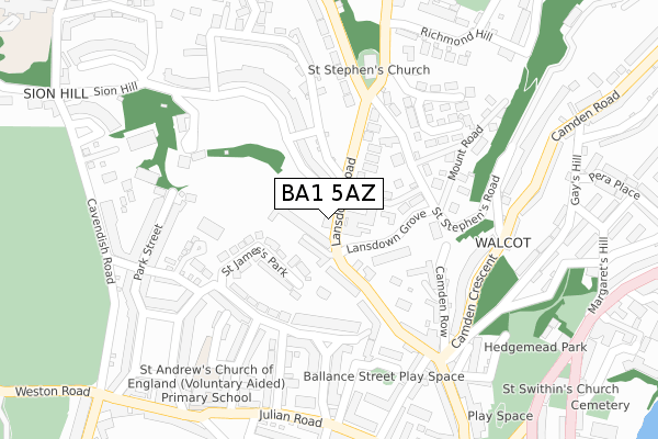 BA1 5AZ map - large scale - OS Open Zoomstack (Ordnance Survey)