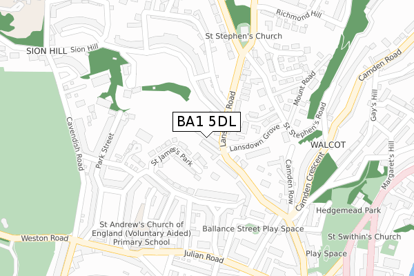 BA1 5DL map - large scale - OS Open Zoomstack (Ordnance Survey)
