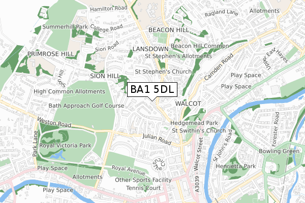 BA1 5DL map - small scale - OS Open Zoomstack (Ordnance Survey)