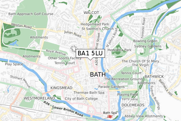 BA1 5LU map - small scale - OS Open Zoomstack (Ordnance Survey)