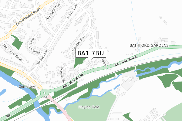 BA1 7BU map - large scale - OS Open Zoomstack (Ordnance Survey)
