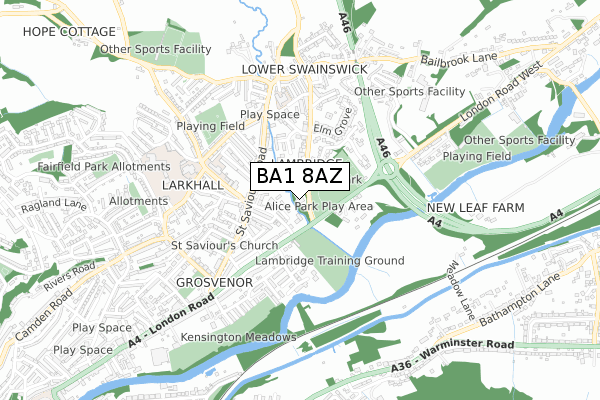 BA1 8AZ map - small scale - OS Open Zoomstack (Ordnance Survey)