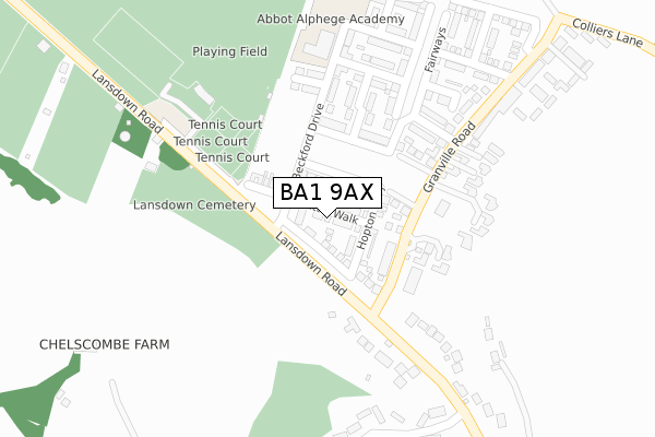 BA1 9AX map - large scale - OS Open Zoomstack (Ordnance Survey)