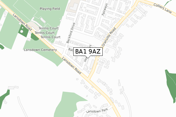 BA1 9AZ map - large scale - OS Open Zoomstack (Ordnance Survey)