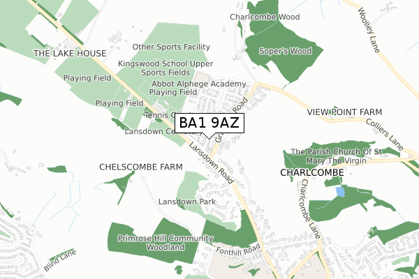 BA1 9AZ map - small scale - OS Open Zoomstack (Ordnance Survey)