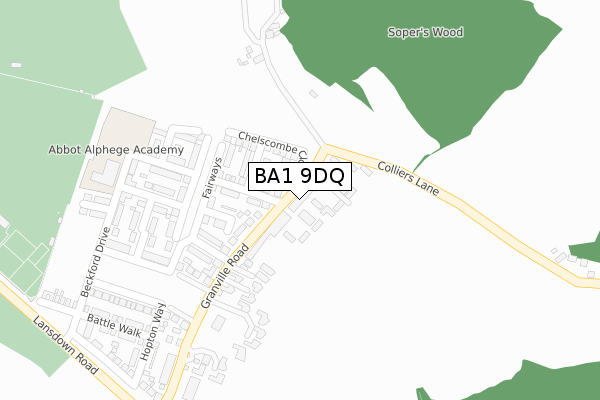 BA1 9DQ map - large scale - OS Open Zoomstack (Ordnance Survey)