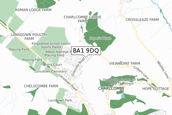 BA1 9DQ map - small scale - OS Open Zoomstack (Ordnance Survey)