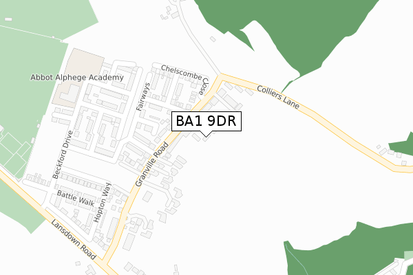 BA1 9DR map - large scale - OS Open Zoomstack (Ordnance Survey)