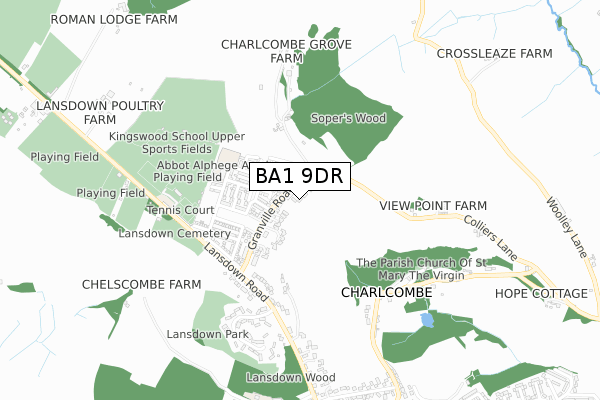 BA1 9DR map - small scale - OS Open Zoomstack (Ordnance Survey)