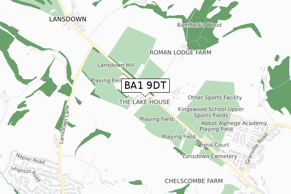 BA1 9DT map - small scale - OS Open Zoomstack (Ordnance Survey)