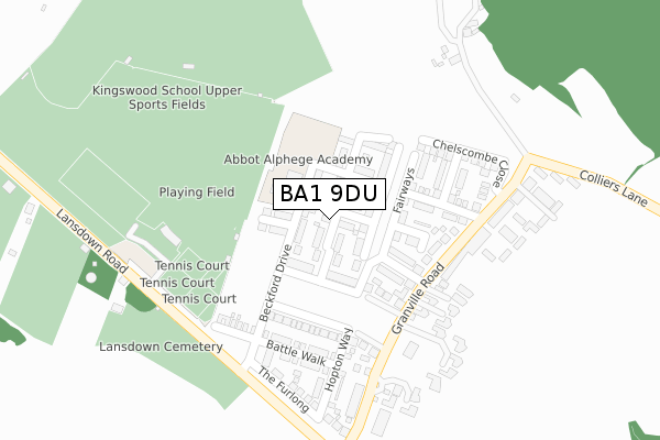 BA1 9DU map - large scale - OS Open Zoomstack (Ordnance Survey)