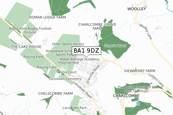 BA1 9DZ map - small scale - OS Open Zoomstack (Ordnance Survey)