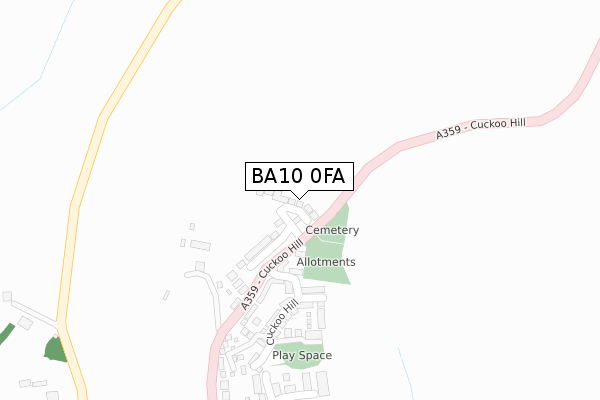 BA10 0FA map - large scale - OS Open Zoomstack (Ordnance Survey)