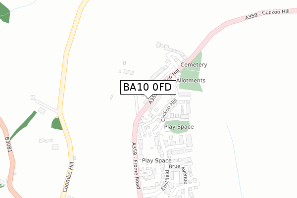 BA10 0FD map - large scale - OS Open Zoomstack (Ordnance Survey)