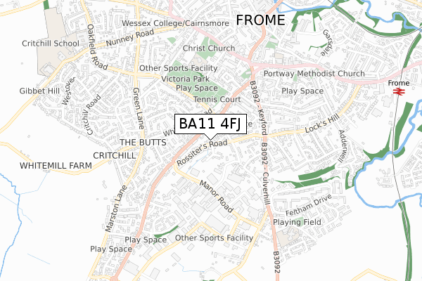 BA11 4FJ map - small scale - OS Open Zoomstack (Ordnance Survey)