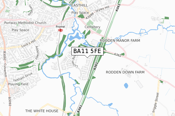 BA11 5FE map - small scale - OS Open Zoomstack (Ordnance Survey)