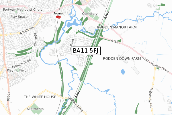 BA11 5FJ map - small scale - OS Open Zoomstack (Ordnance Survey) BA11 5FJ map - small scale - OS Open Zoomstack (Ordnance Survey)