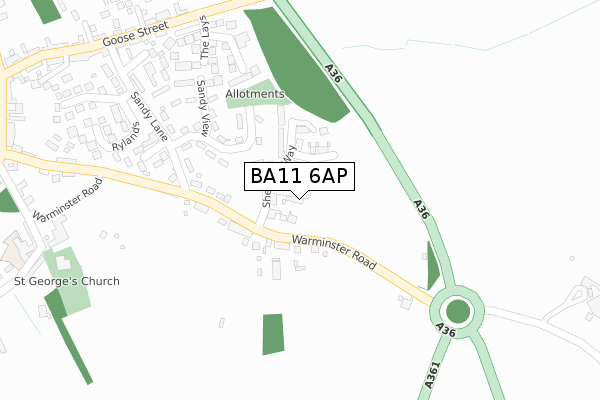 BA11 6AP map - large scale - OS Open Zoomstack (Ordnance Survey)