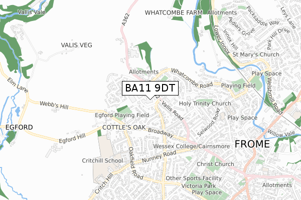 BA11 9DT map - small scale - OS Open Zoomstack (Ordnance Survey)