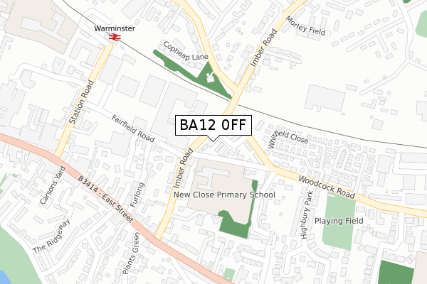 BA12 0FF map - large scale - OS Open Zoomstack (Ordnance Survey)