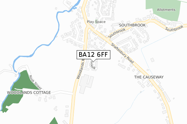BA12 6FF map - large scale - OS Open Zoomstack (Ordnance Survey)
