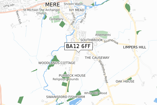 BA12 6FF map - small scale - OS Open Zoomstack (Ordnance Survey)