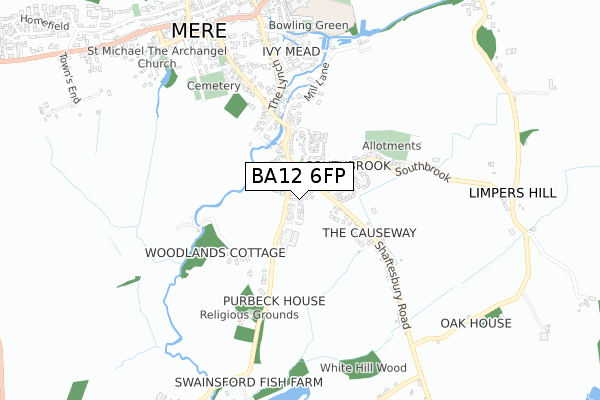 BA12 6FP map - small scale - OS Open Zoomstack (Ordnance Survey)