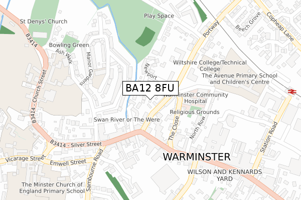 BA12 8FU map - large scale - OS Open Zoomstack (Ordnance Survey)