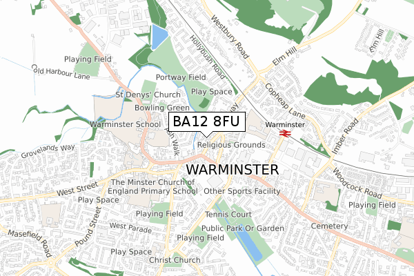 BA12 8FU map - small scale - OS Open Zoomstack (Ordnance Survey)