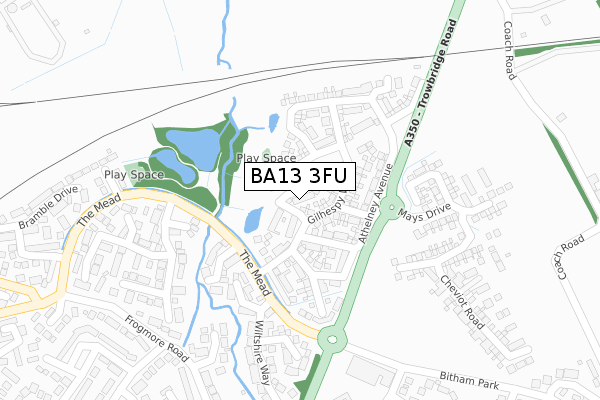 BA13 3FU map - large scale - OS Open Zoomstack (Ordnance Survey)