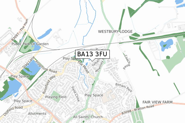 BA13 3FU map - small scale - OS Open Zoomstack (Ordnance Survey)