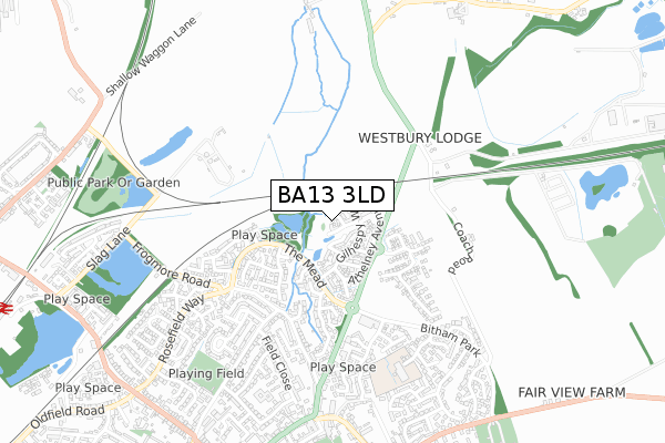 BA13 3LD map - small scale - OS Open Zoomstack (Ordnance Survey)