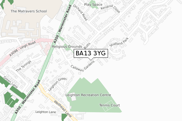 BA13 3YG map - large scale - OS Open Zoomstack (Ordnance Survey) BA13 3YG map - large scale - OS Open Zoomstack (Ordnance Survey)