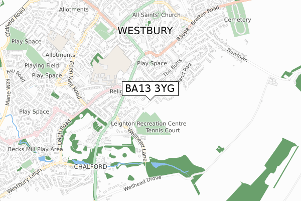 BA13 3YG map - small scale - OS Open Zoomstack (Ordnance Survey) BA13 3YG map - small scale - OS Open Zoomstack (Ordnance Survey)