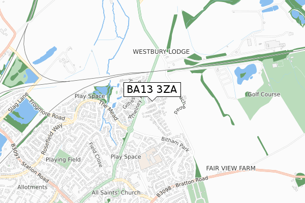 BA13 3ZA map - small scale - OS Open Zoomstack (Ordnance Survey) BA13 3ZA map - small scale - OS Open Zoomstack (Ordnance Survey)