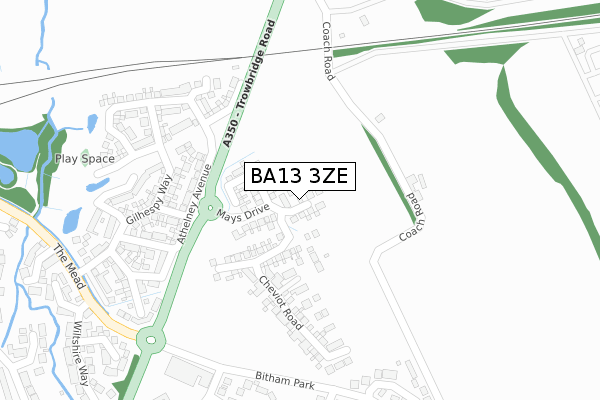BA13 3ZE map - large scale - OS Open Zoomstack (Ordnance Survey)