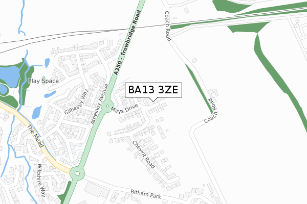 BA13 3ZE map - large scale - OS Open Zoomstack (Ordnance Survey) BA13 3ZE map - large scale - OS Open Zoomstack (Ordnance Survey)