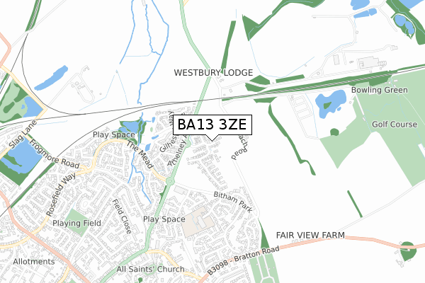 BA13 3ZE map - small scale - OS Open Zoomstack (Ordnance Survey)