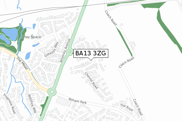 BA13 3ZG map - large scale - OS Open Zoomstack (Ordnance Survey)