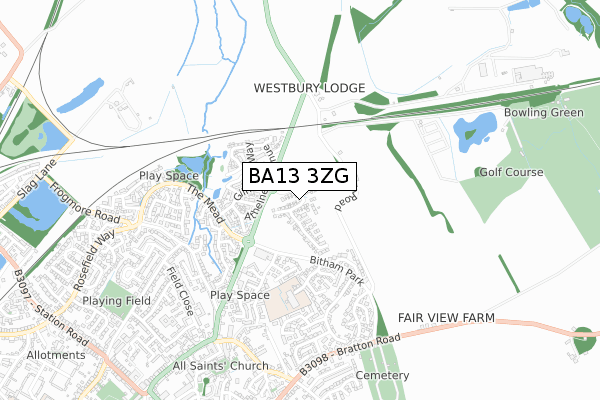 BA13 3ZG map - small scale - OS Open Zoomstack (Ordnance Survey)