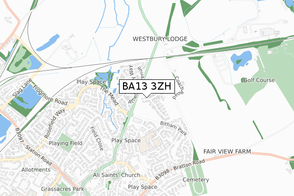 BA13 3ZH map - small scale - OS Open Zoomstack (Ordnance Survey)