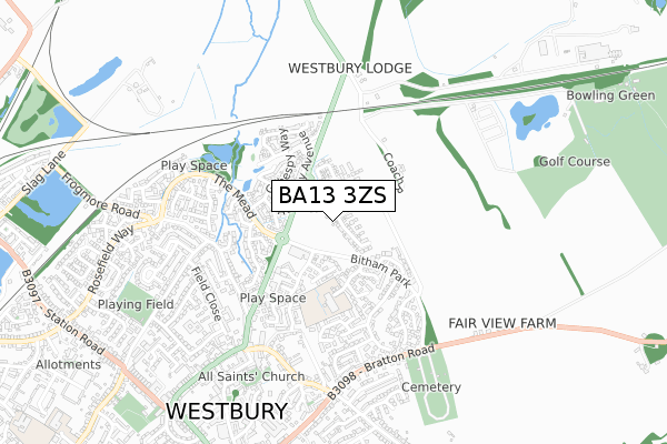 BA13 3ZS map - small scale - OS Open Zoomstack (Ordnance Survey)