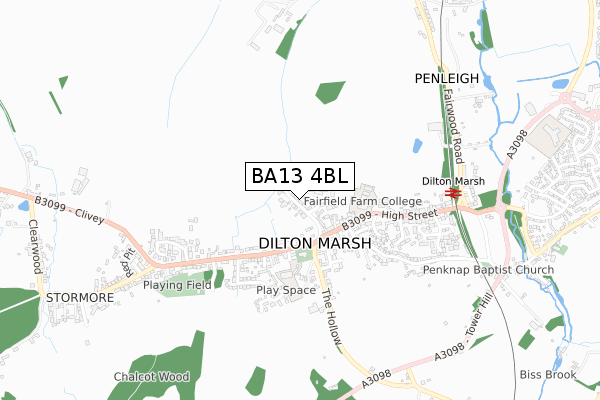 BA13 4BL map - small scale - OS Open Zoomstack (Ordnance Survey)