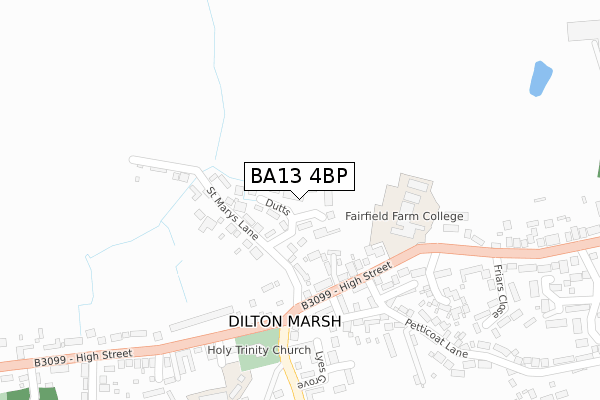 BA13 4BP map - large scale - OS Open Zoomstack (Ordnance Survey)