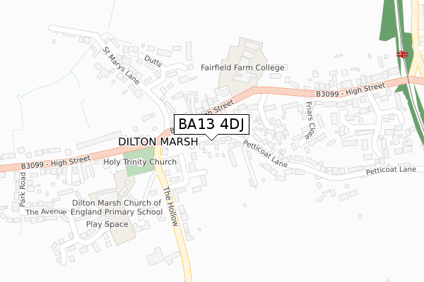 BA13 4DJ map - large scale - OS Open Zoomstack (Ordnance Survey)