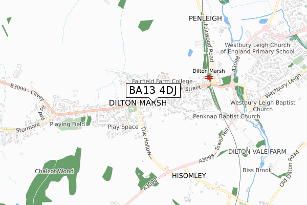 BA13 4DJ map - small scale - OS Open Zoomstack (Ordnance Survey)