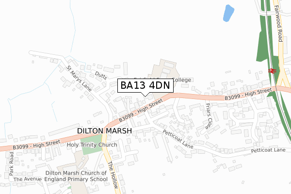 BA13 4DN map - large scale - OS Open Zoomstack (Ordnance Survey)