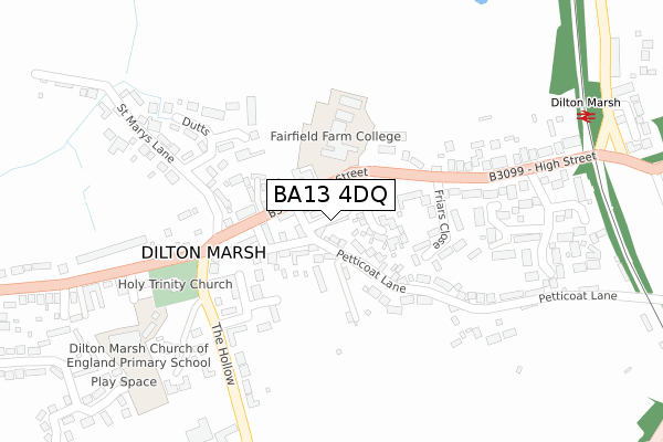 BA13 4DQ map - large scale - OS Open Zoomstack (Ordnance Survey)